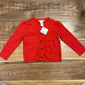 Janie and Jack Girls Red Button Down Sweater NWT